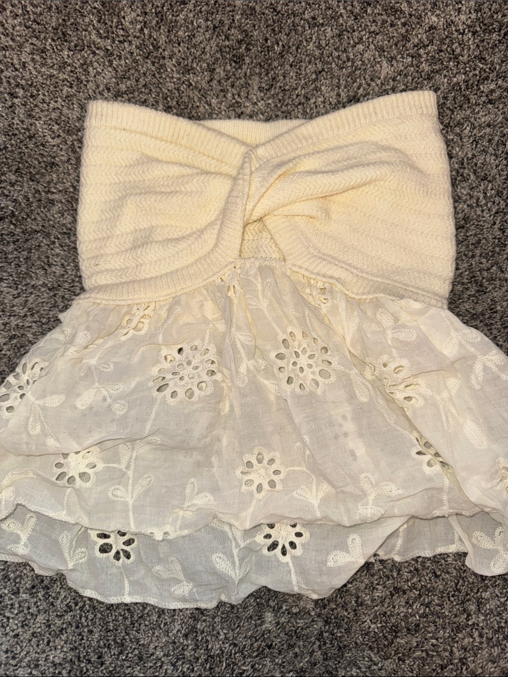 Ivory Strapless Eyelet Dress / Skirt